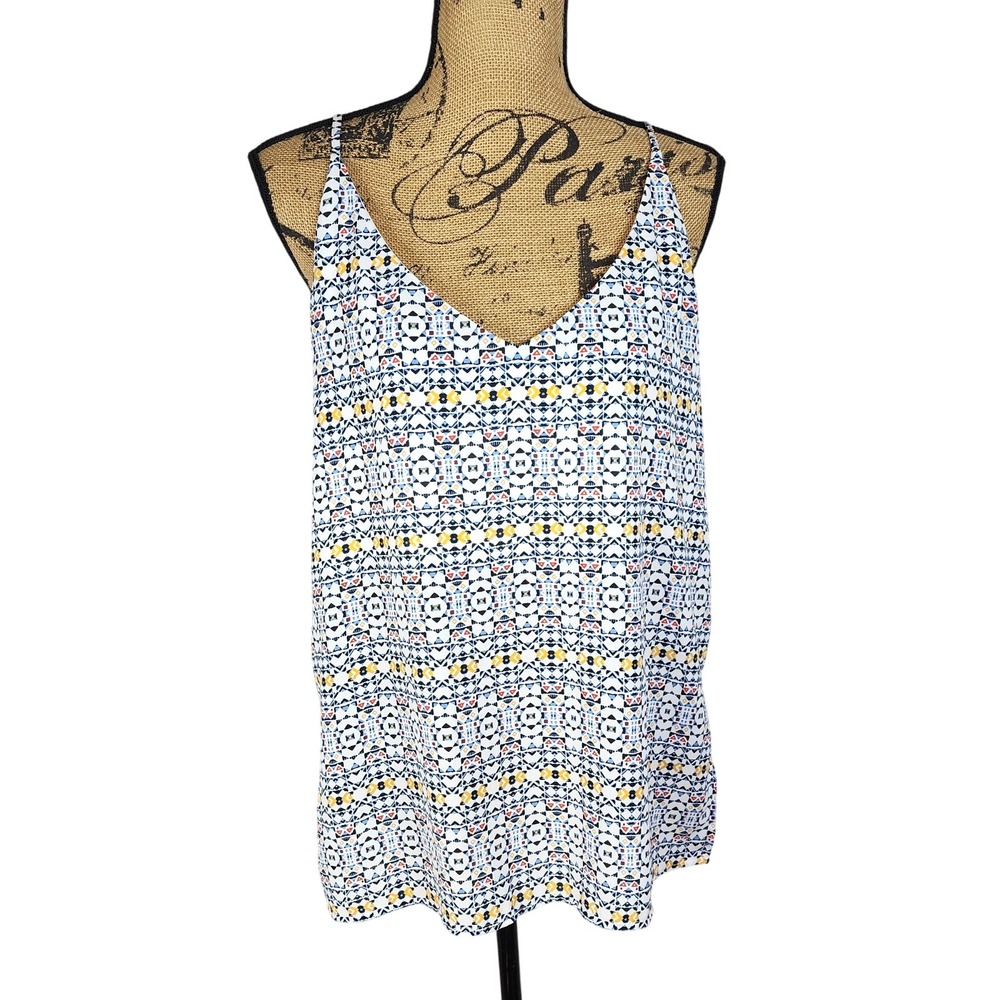 H&M Size 12 Colorful Tribal Print V-Neck Strappy Camisole Summer Casual Tank Top
